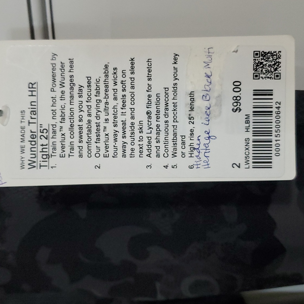 NWT Lululemon Wunder Train HR Tight 25" Sz 2 Hidden Lace Black - Picture 6 of 6